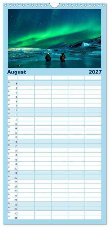 Produktbild: Familienplaner 2027 - Magische Polarlichter der Erde mit 5 Spalten (Wandkalender, 21 x 45 cm) CALVENDO