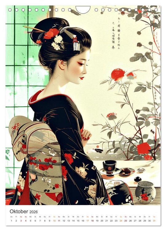 Produktbild: Geisha - Old School Poster Style (Wandkalender 2026 DIN A4 hoch), CALVENDO Monatskalender
