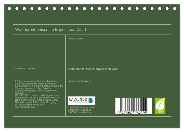 Produktbild: Wandererlebnisse im Bayrischen Wald (Tischkalender 2026 DIN A5 quer), CALVENDO Monatskalender
