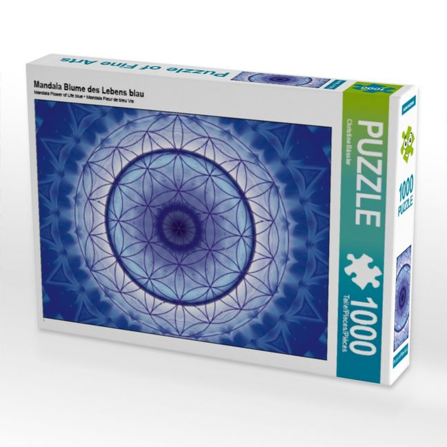 Produktbild: CALVENDO Puzzle Mandala Blume des Lebens blau 1000 Teile Puzzle quer | 1000 Teile Lege-Gr&ouml;&szlig;e 64 &times; 48 cm Foto-Puzzle f&uuml;r gl&uuml;ckliche Stunden