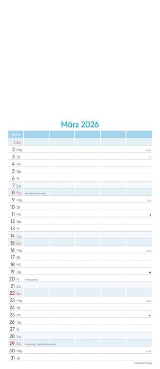 Produktbild: Kreativ-Kalender Familienplaner 2026 - 5 Spalten - 19,5x45 cmFoto, Malen, Basteln - datiert - Kreativkalender - Foto-Kalender - Familienkalender - Wan