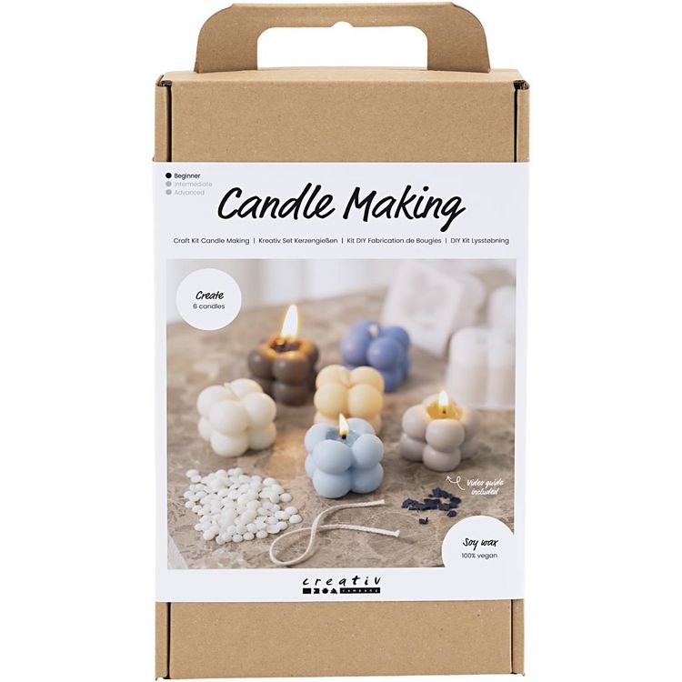 Produktbild: Creativ Company Kreativ Set Kerzengie&szlig;en, Blasenkerze aus Sojawachs, Beige, Hellblau, Creme
