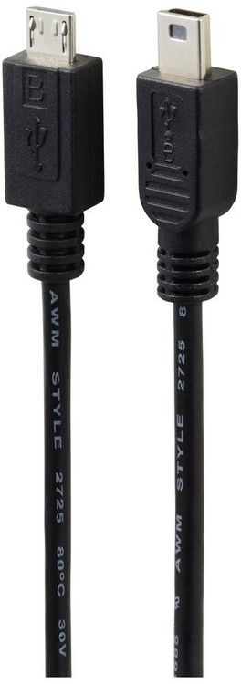 Produktbild: Renkforce USB-Kabel USB 2.0 USB-Micro-B Stecker, USB-Mini-B Stecker 0.50m Schwarz RF-5720368
