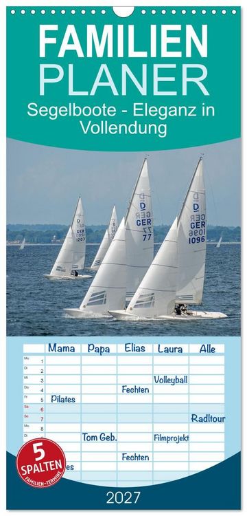 Produktbild: Familienplaner 2027 - Segelboote - Eleganz in Vollendung mit 5 Spalten (Wandkalender, 21 x 45 cm) CALVENDO