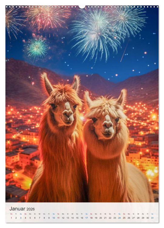 Produktbild: Witzige Alpakas (Wandkalender 2026 DIN A2 hoch), CALVENDO Monatskalender