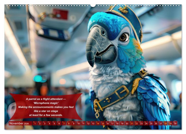Produktbild: Funny animals as flight attendants (High Quality Premium Wall Calendar 2026 DIN A2 landscape),CALVENDO 12 Month Wall Calendar