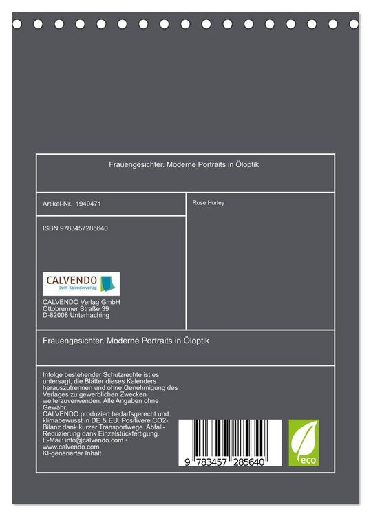Produktbild: Frauengesichter. Moderne Portraits in &Ouml;loptik (Tischkalender 2026 DIN A5 hoch), CALVENDO Monatskalender