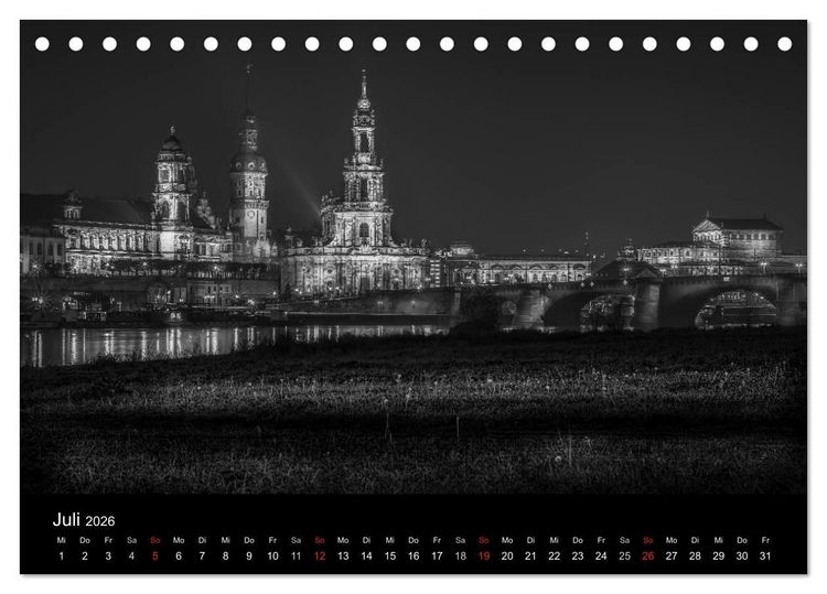 Produktbild: Dresden - Elbflorenz bei Nacht (Tischkalender 2026 DIN A5 quer), CALVENDO Monatskalender