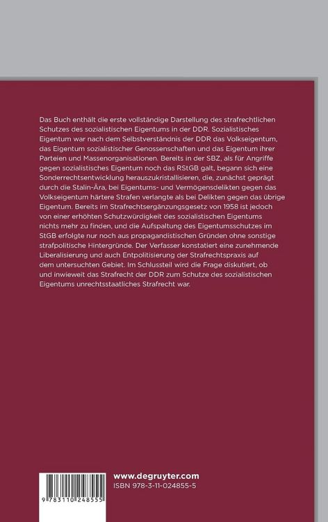 Produktbild: Der strafrechtliche Schutz des sozialistischen Eigentums in der DDR