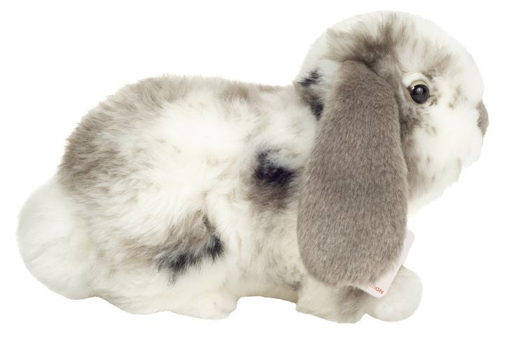 Produktbild: Teddy Hermann 937333 - Widderkaninchen sitzend grau-wei&szlig; gescheckt, Pl&uuml;schtier, 23 cm