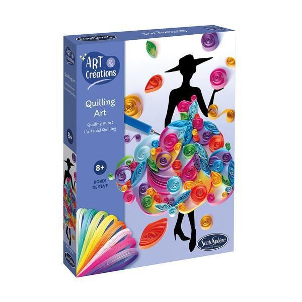 Kit Creativo De Quilling Art – Diseña Vestidos De Papel Con Tiras De Colores Y Plantilla