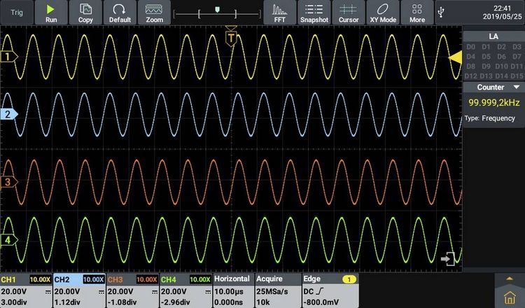 Produktbild: VOLTCRAFT DOV1254 LA Digital-Oszilloskop 125 MHz 4-Kanal 1.25 GSa/s 100 Mpts 12 Bit Digital-Speicher (DSO), Logic-Analyser 1 St.