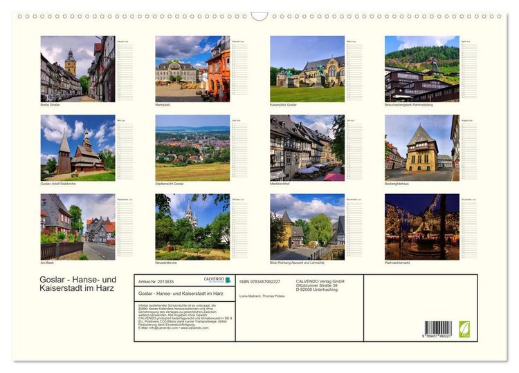 Produktbild: Goslar - Hanse- und Kaiserstadt im Harz (Wandkalender 2026 DIN A2 quer), CALVENDO Monatskalender