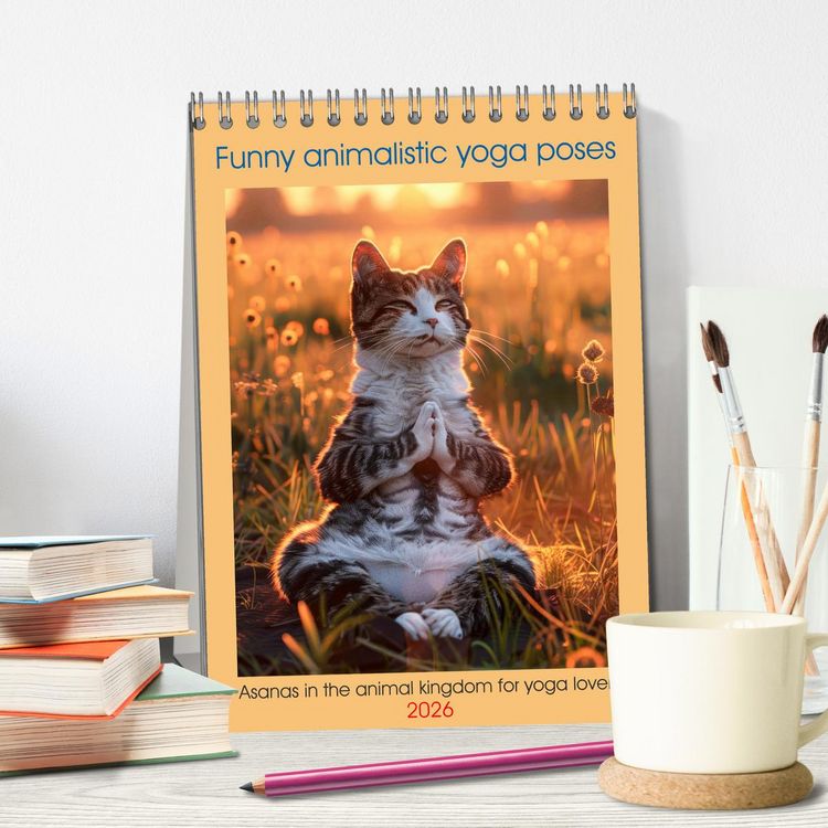 Produktbild: Funny animalistic yoga poses (Desk Calendar 2026 DIN A5 portrait), CALVENDO 12 Month DeskCalendar