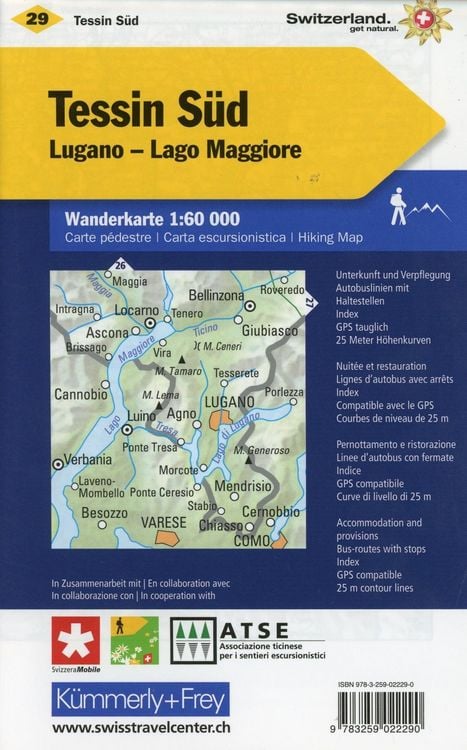 Produktbild: K&uuml;mmerly+Frey Wanderkarte 29 Ticino, Sottoceneri 1:60.000