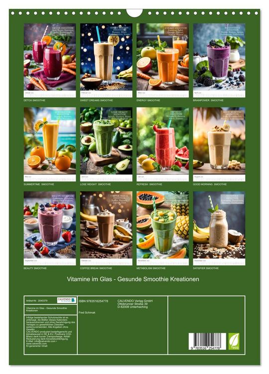 Produktbild: Vitamine im Glas - Gesunde Smoothie Kreationen (Wandkalender 2026 DIN A3 hoch), CALVENDO Monatskalender