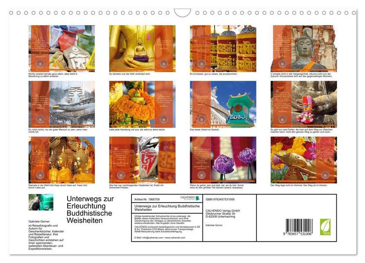Produktbild: Unterwegs zur Erleuchtung Buddhistische Weisheiten (Wandkalender 2026 DIN A3 quer), CALVENDO Monatskalender