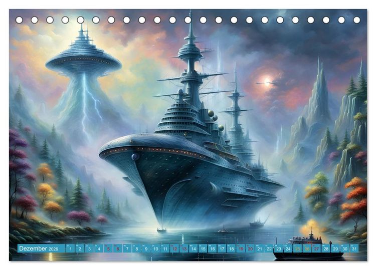 Produktbild: Futuristische Giganten Eine Welt von Morgen (Tischkalender 2026 DIN A5 quer), CALVENDO Monatskalender
