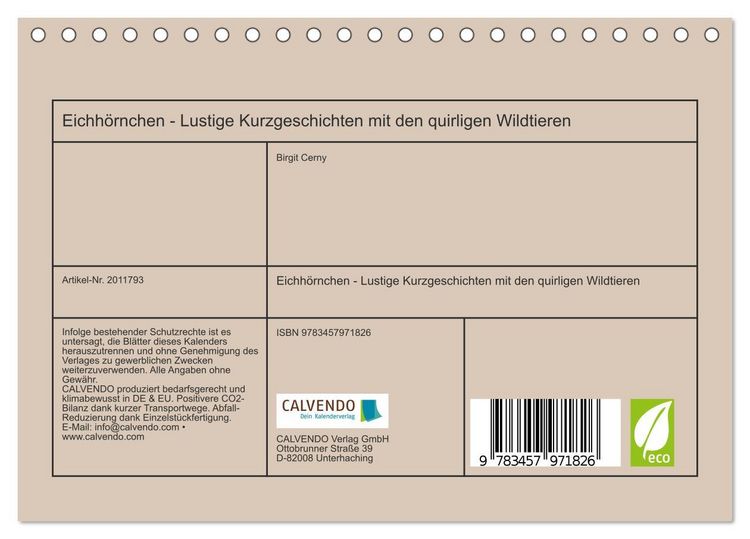 Produktbild: Eichh&ouml;rnchen - Lustige Kurzgeschichten mit den quirligen Wildtieren (Tischkalender 2026 DIN A5 quer), CALVENDO Monatskalender