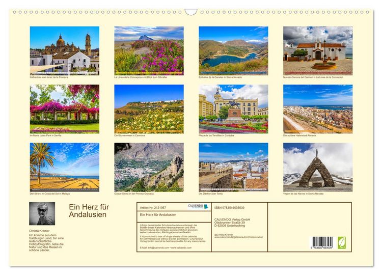 Produktbild: Ein Herz f&uuml;r Andalusien (Wandkalender 2026 DIN A2 quer), CALVENDO Monatskalender