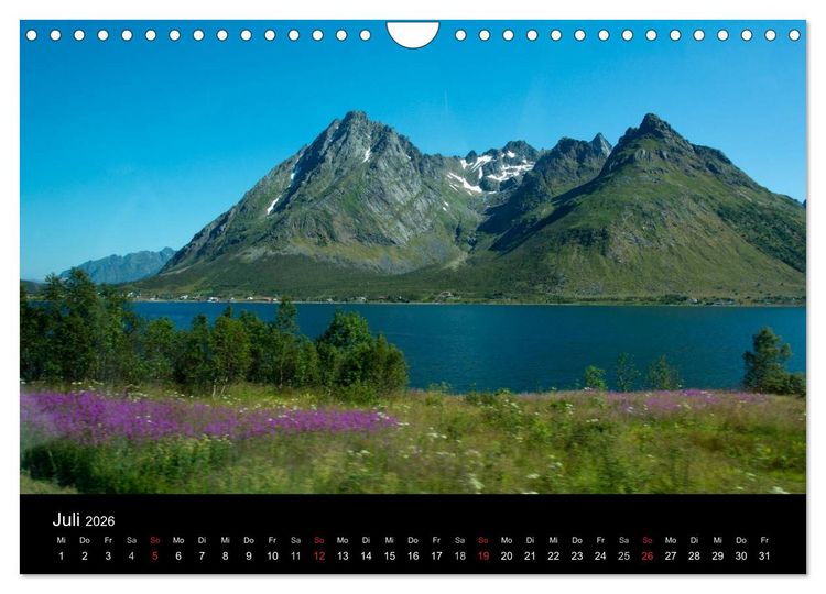 Produktbild: Landschaften Norwegens zwischen Polarkreis und Nordkap (Wandkalender 2026 DIN A4 quer), CALVENDO Monatskalender