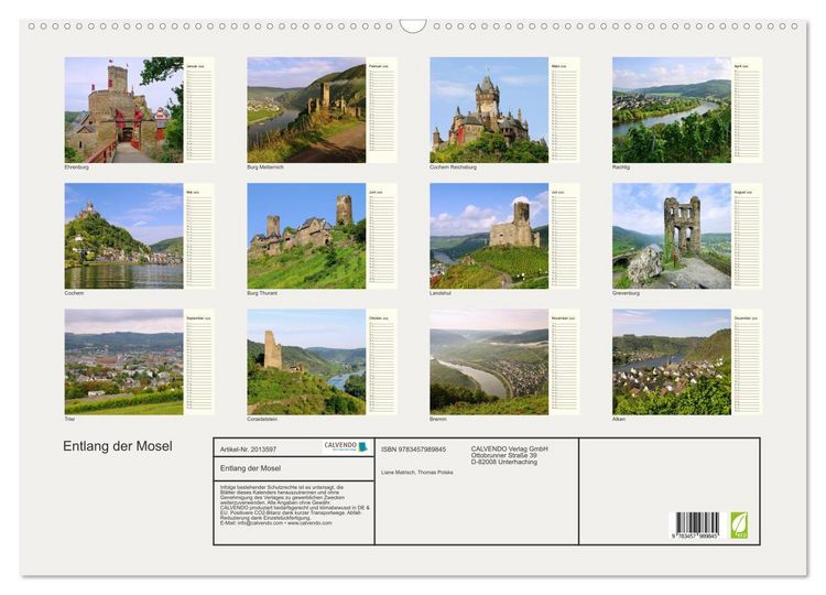 Produktbild: Entlang der Mosel (Wandkalender 2026 DIN A2 quer), CALVENDO Monatskalender