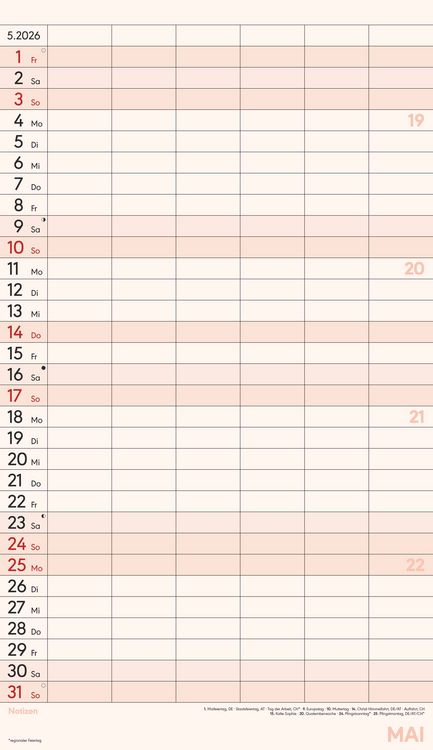 Produktbild: Superplaner XL 2026 6 Spalten - Familien-Timer 26x45 cm - Offset-Papier - mit Ferienterminen - Wand-Planer - Familienkalender - Alpha Edition