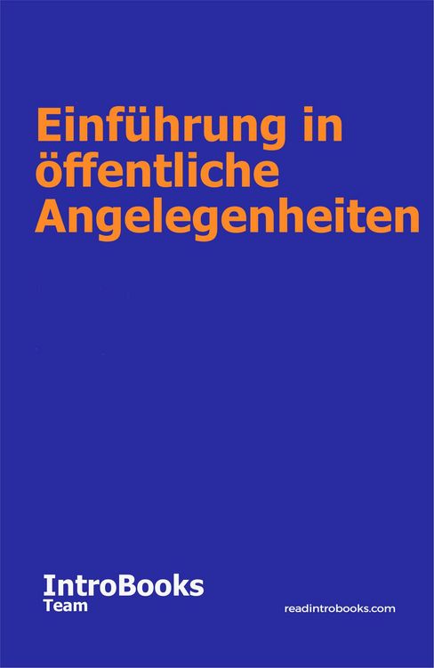 Produktbild: Einf&uuml;hrung in &ouml;ffentliche Angelegenheiten