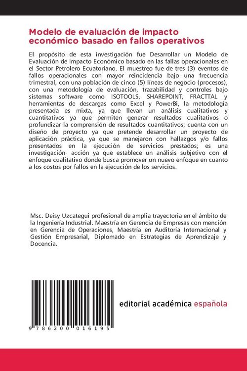 Produktbild: Modelo de evaluaci&oacute;n de impacto econ&oacute;mico basado en fallos operativos