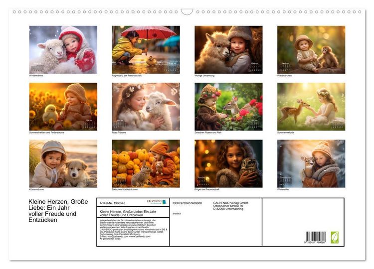 Produktbild: Kleine Herzen, Gro&szlig;e Liebe: Ein Jahr voller Freude und Entz&uuml;cken (Wandkalender 2026 DIN A2 quer), CALVENDO Monatskalender
