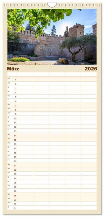 Produktbild: Familienplaner 2026 - Ein Herz f&uuml;r Granada mit 5 Spalten (Wandkalender, 21 x 45 cm) CALVENDO