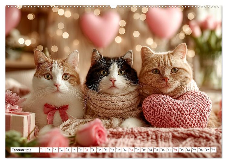 Produktbild: Katzenkalender - S&uuml;&szlig;e Katzen begleiten dich durch alle Jahreszeiten (Wandkalender 2026 DIN A2 quer), CALVENDO Monatskalender