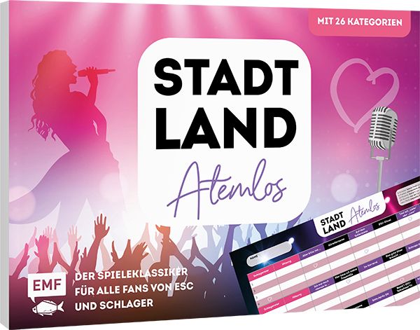 Produktbild: Stadt, Land, Atemlos (Schlager Edition) &ndash; Der Spieleklassiker f&uuml;r alle Fans von ESC und Schlager &ndash; von Helene Fischer &uuml;ber Udo J&uuml;rgens bis Beatrice Egli