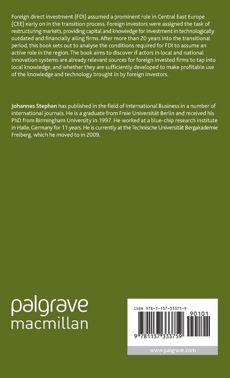 Produktbild: The Technological Role of Inward Foreign Direct Investment in Central East Europe