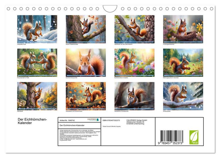 Produktbild: Der Eichh&ouml;rnchen-Kalender (Wandkalender 2026 DIN A4 quer), CALVENDO Monatskalender