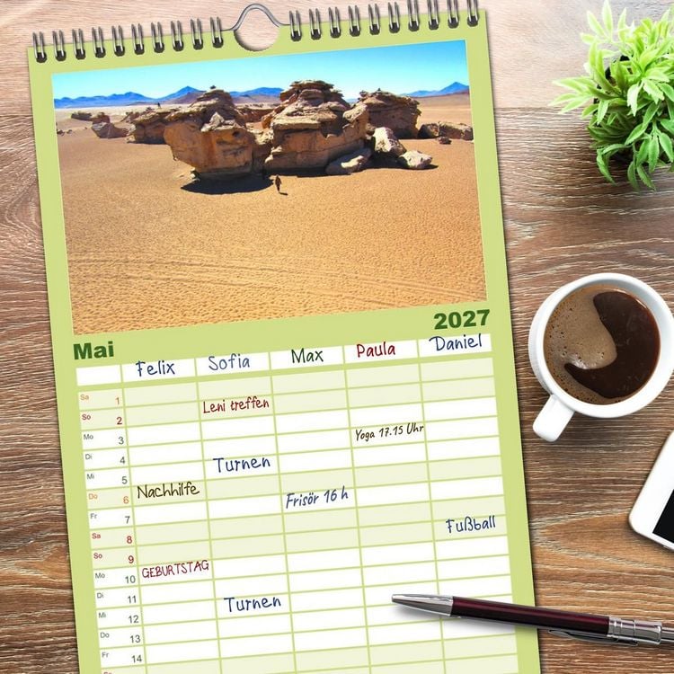Produktbild: Familienplaner 2027 - Bolivien - Die geheime Perle S&uuml;damerikas mit 5 Spalten (Wandkalender, 21 x 45 cm) CALVENDO