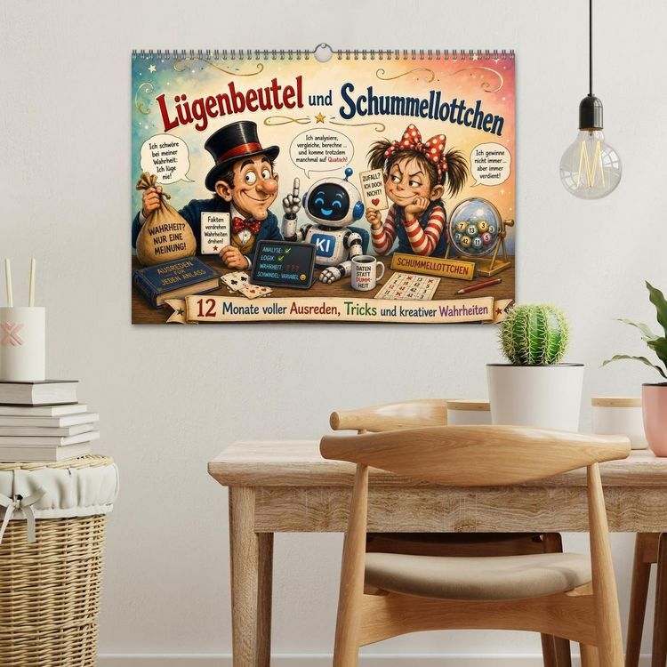 Produktbild: L&uuml;genbeutel und Schummellottchen - 12 Monate voller Ausreden, Tricks und kreativer Wahrheiten (Wandkalender 2027 DIN A3 quer), CALVENDO Monatskalender