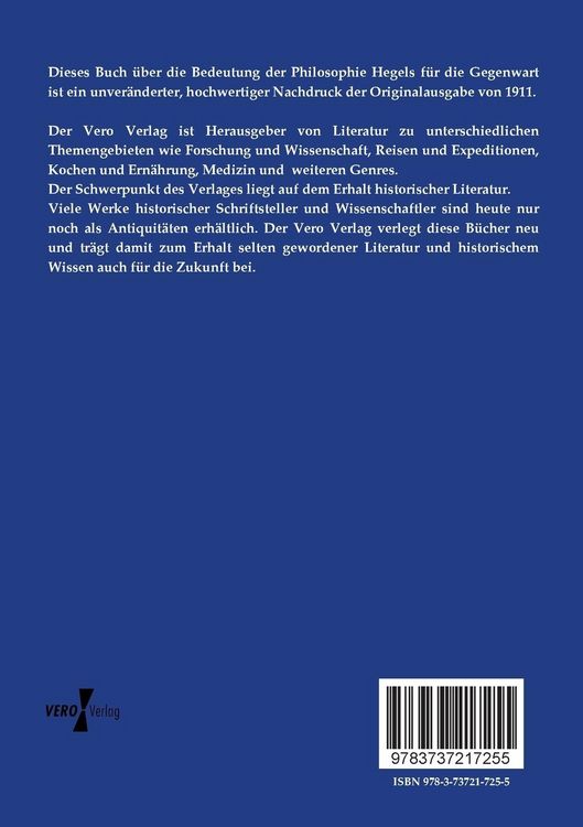 Produktbild: Die Bedeutung der Philosophie Hegels f&uuml;r die Gegenwart