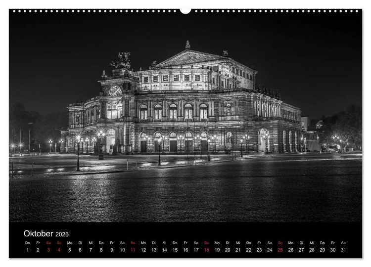 Produktbild: Dresden - Elbflorenz bei Nacht (hochwertiger Premium Wandkalender 2026 DIN A2 quer), Kunstdruck in Hochglanz