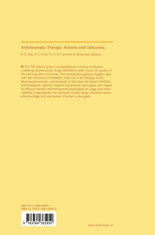 Produktbild: Antirheumatic Therapy: Actions and Outcomes