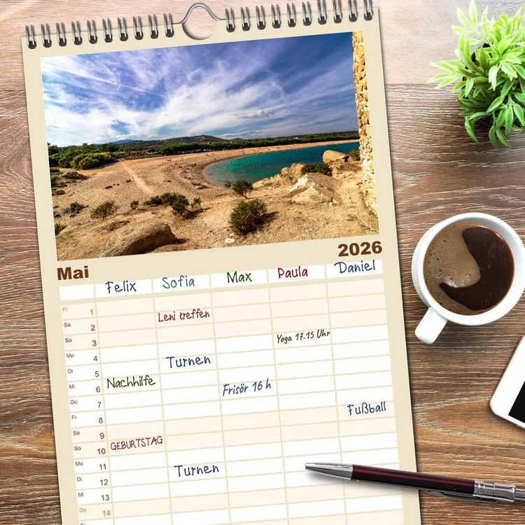 Produktbild: Familienplaner 2026 - Sardinien - Impressionen Einer Mittelmeerperle mit 5 Spalten (Wandkalender, 21 x 45 cm) CALVENDO
