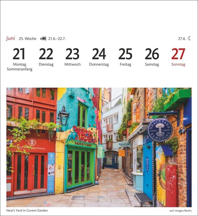 Produktbild: London Sehnsuchtskalender 2027 - Wochenkalender mit 53 Postkarten
