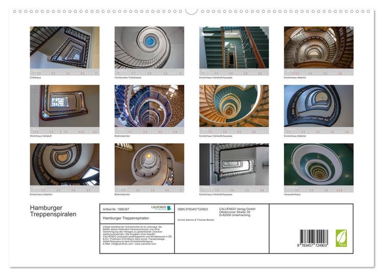 Produktbild: Hamburger Treppenspiralen (hochwertiger Premium Wandkalender 2026 DIN A2 quer), Kunstdruck in Hochglanz