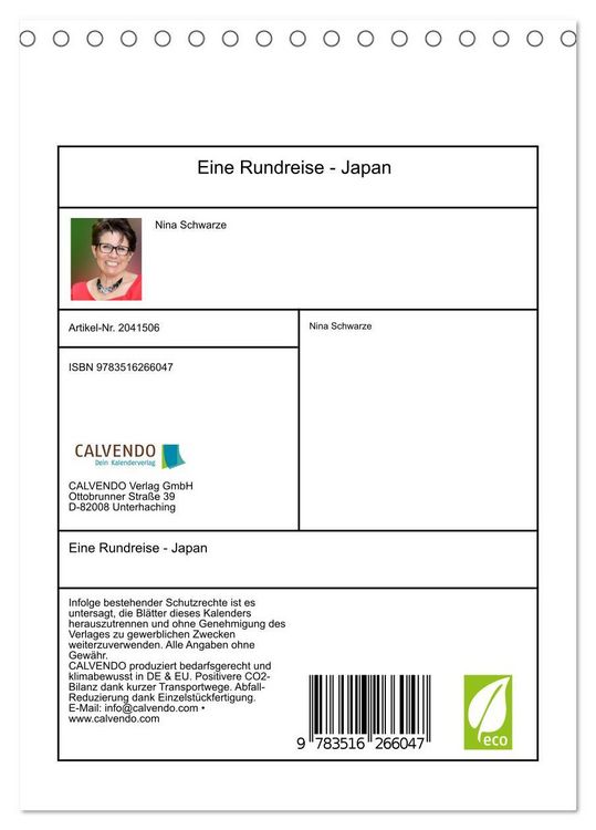 Produktbild: Eine Rundreise - Japan (Tischkalender 2026 DIN A5 hoch), CALVENDO Monatskalender