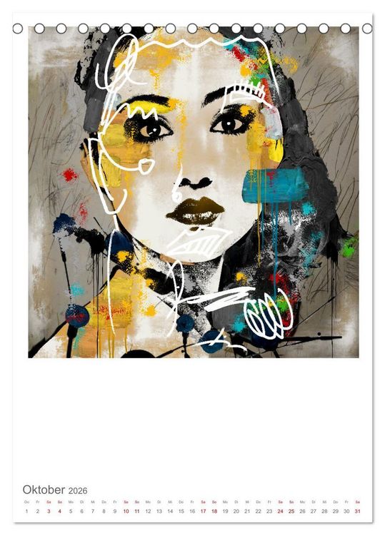 Produktbild: POP UP GIRLS Art Portr&auml;ts by Ulrike Langen (Tischkalender 2026 DIN A5 hoch), CALVENDO Monatskalender