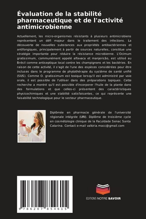 Produktbild: &Eacute;valuation de la stabilit&eacute; pharmaceutique et de l'activit&eacute; antimicrobienne