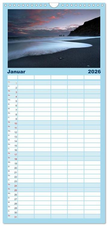 Produktbild: Familienplaner 2026 - Island - Iceland mit 5 Spalten (Wandkalender, 21 x 45 cm) CALVENDO