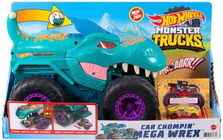 Produktbild: Hot Wheels Monster Trucks autofressender Mega-Wrex, inkl. 1 Spielzeugauto