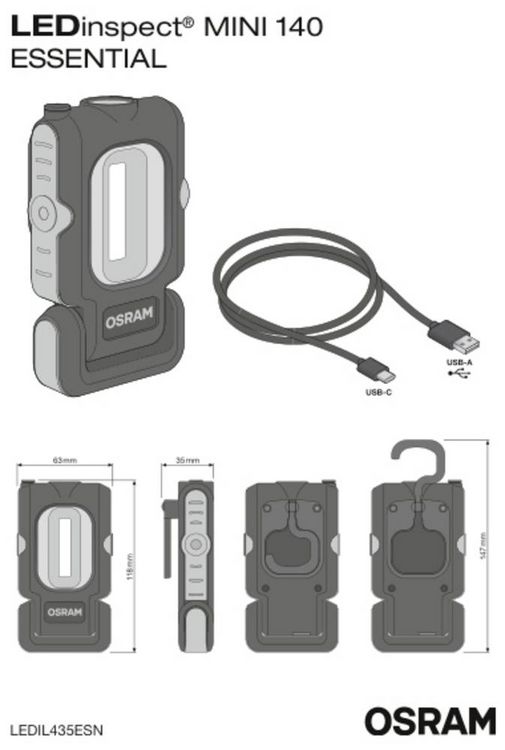 Produktbild: OSRAM Arbeitsleuchte LEDinspect MINI 140 ESSENTIAL 140lm LEDIL435ESNCDU