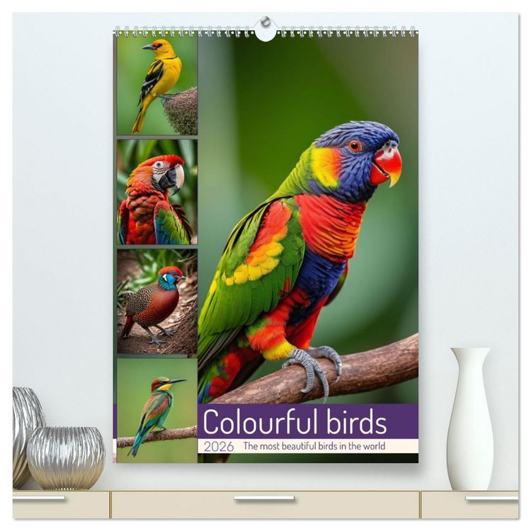 Produktbild: Colourful birds (High Quality Premium Wall Calendar 2026 DIN A2 portrait),CALVENDO 12 Month Wall Calendar